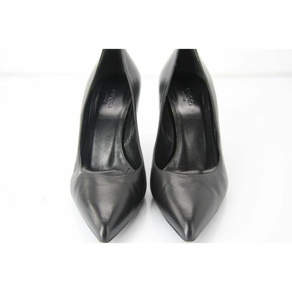 Gucci Black Leather Brooke Pointy Toe Heel Pumps Size 38.5 New $635 Women's - Picture 3 of 12